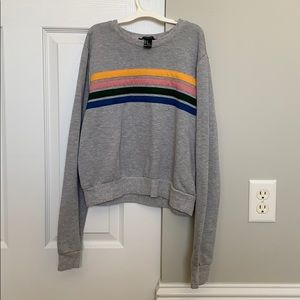 Cropped Rainbow Lines Sweatshirt